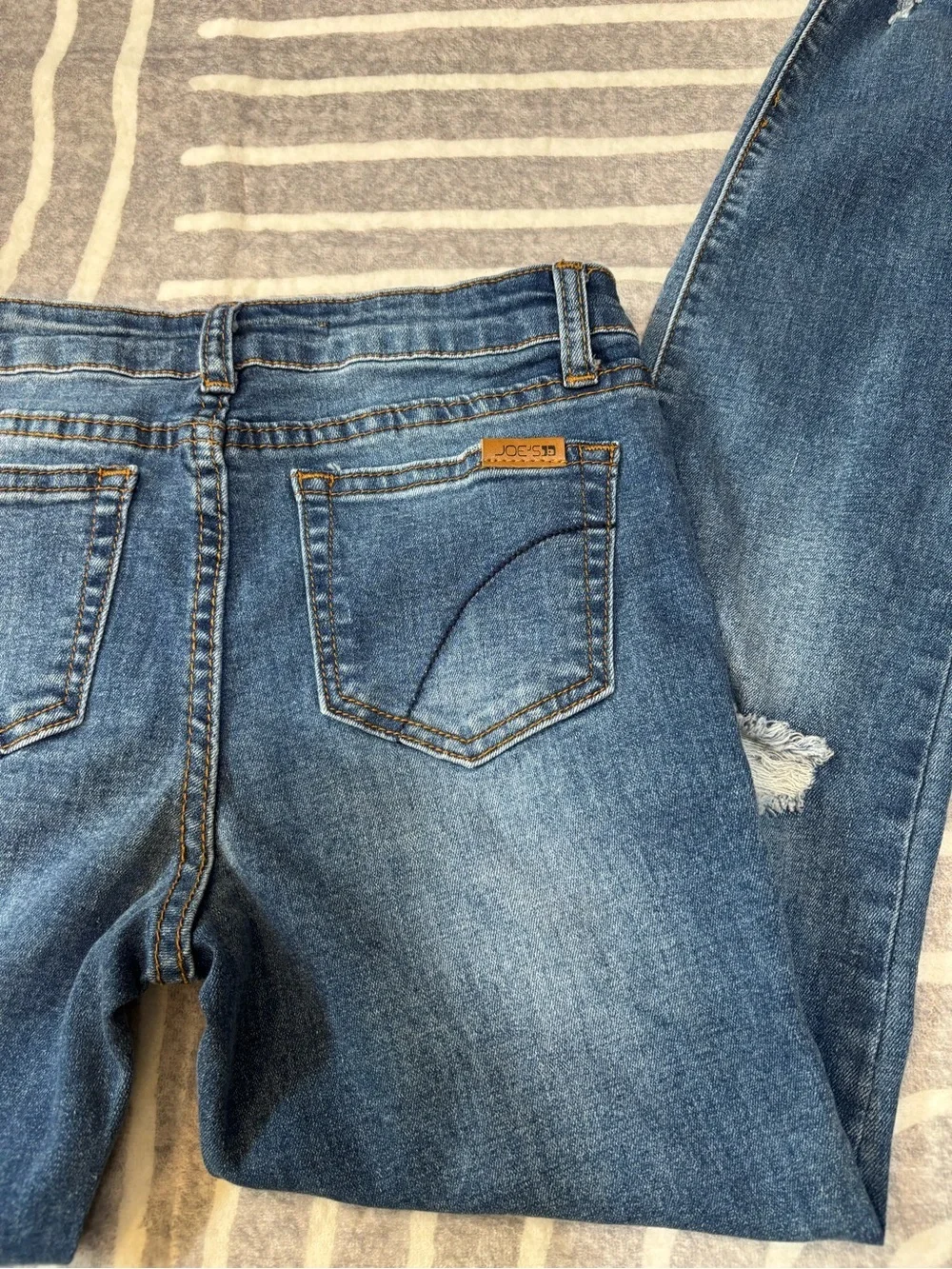 Joe's Jeans Girls Jeans, Straight, Distressed Hem, 14, Kids Blue Denim